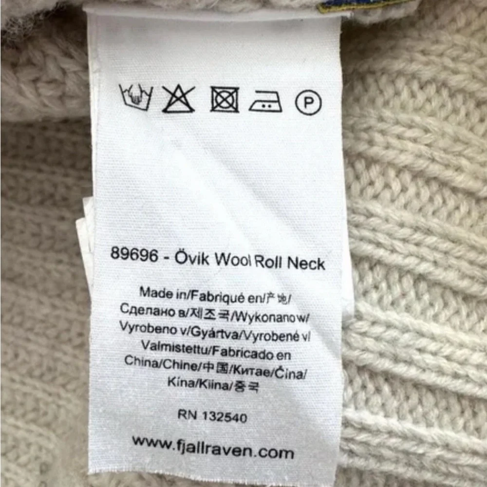 Fjallraven Ovik wool roll neck Women's Cream Turtleneck ribbed Sweater size XS - Picture 13 of 14